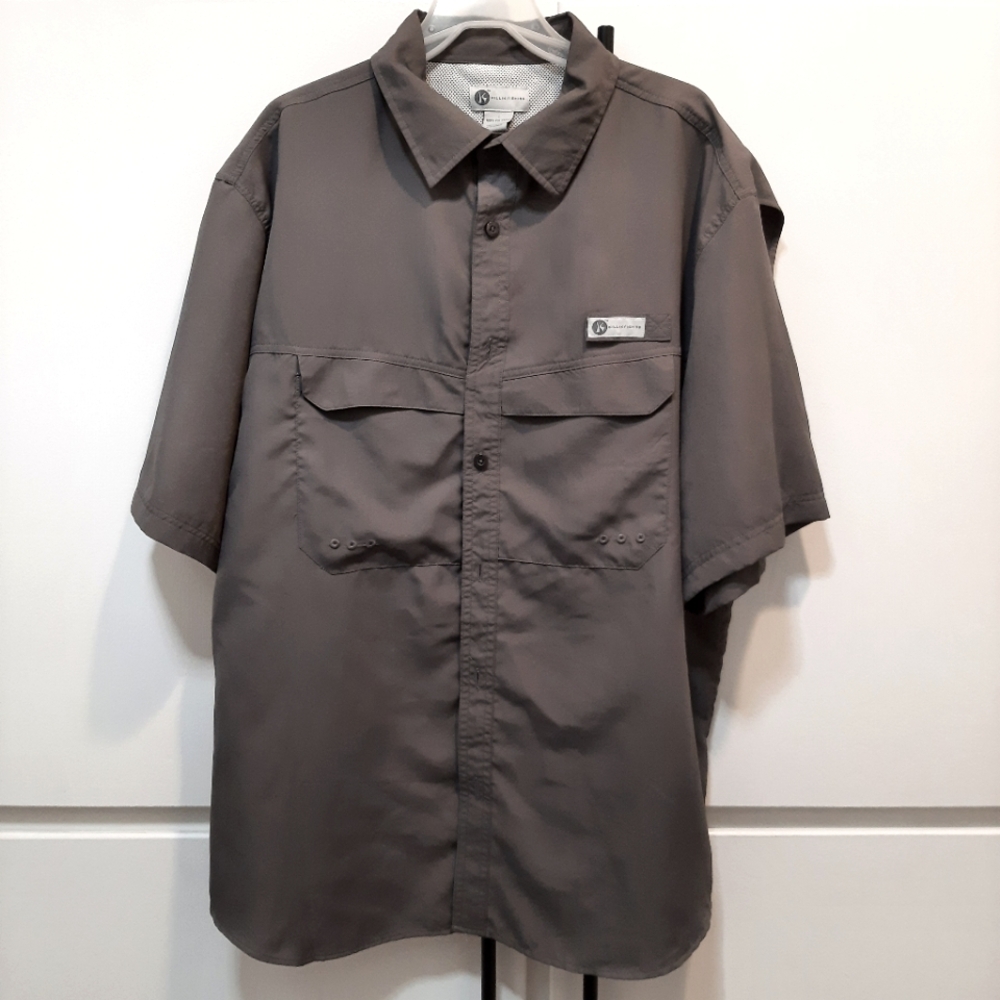 KILLIK Fishing Hunting Outdoors Men's Gray Short Sleeve Vented Shirt